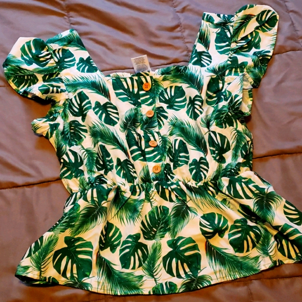 Plam leave print crop top